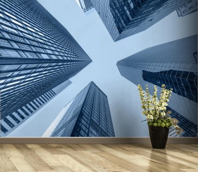 Fototapeta Widok z dołu w dzielnicy biznesowej