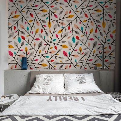 Fototapeta Geometryczny wzór jesienne liście i gałązki