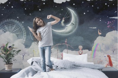 Fototapeta Miasto dzieci na fantastycznych chmurach na niebie