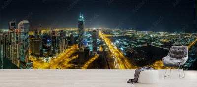 Fototapeta Panorama Dubaju w nocy