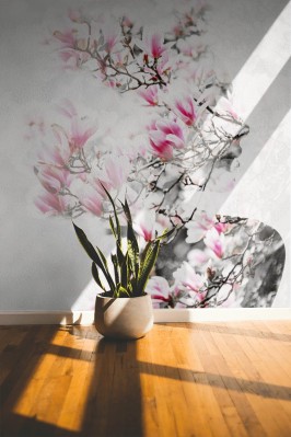 Fototapeta Portret z przenikaniem kobiety w kwiat magnolii