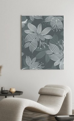 Obraz na płótnie z szarym wzorem ozdobnych roślin