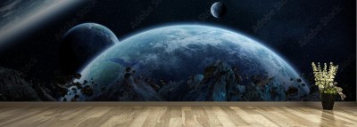 Fototapeta Cel Ziemia - Widok z asteroidy