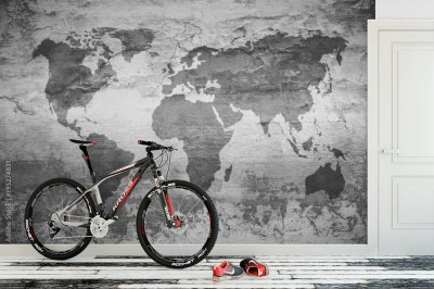 Fototapeta Mapa świata w szarych popielatych barwach