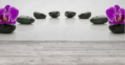 Fototapeta Piękna panorama ułożona z czarnych kamienie