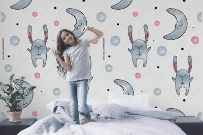 Fototapeta Słodki króliczek na ścianie