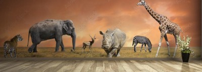 Fototapeta Kolekcja dzikich zwierząt sawanny