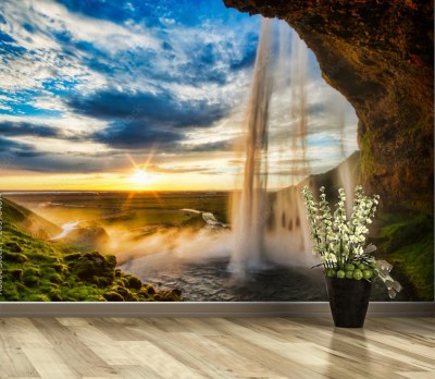 Fototapeta Seljalandfoss siklawa przy zmierzchem w HDR, Iceland