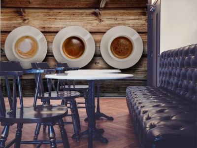 Fototapeta Trzy rodzaje kawy na drewnianym tle