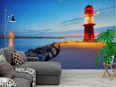 Fototapeta Wejście do portu Warnemünde