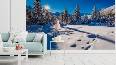 Fototapeta Zimowy wschód słońca w górach