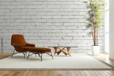 Fototapeta Biała ściana z cegieł