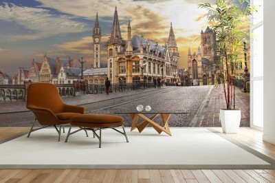 Fototapeta Panorama średniowiecznego miasta Gent