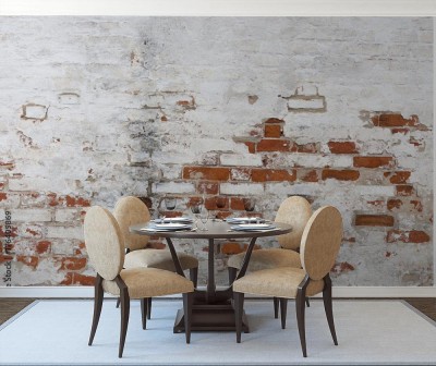 Fototapeta Biała ściana ze starej cegły