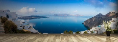 Fototapeta Panorama kaldera przy Firostefani w Santorini