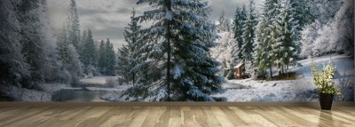 Fototapeta Panorama zimowego poranka w Karpatach