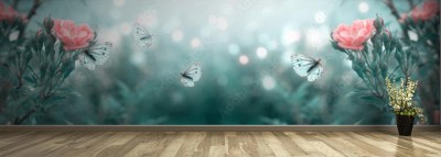 Fototapeta Pastelowa panorama kwietnej łąki