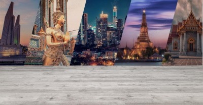 Fototapeta Bangkok miasta zabytków sławny kolaż