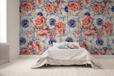 Tapeta w duże kwiaty do sypialni