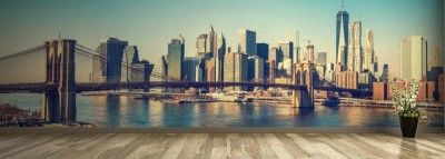 Fototapeta Most Brooklyński i słoneczna panorama Nowego Jorku