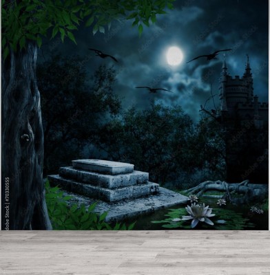 Fototapeta Nagrobek z okazji Halloween na tle m