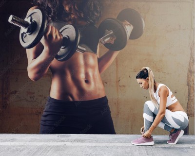 Fototapeta Trening silnego ciała kobiety