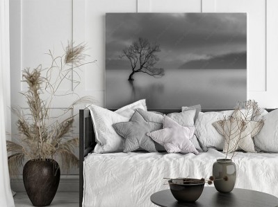 Obrazy do salonu Samotne drzewo nad jeziorem Wanaka w Nowej Zelandii