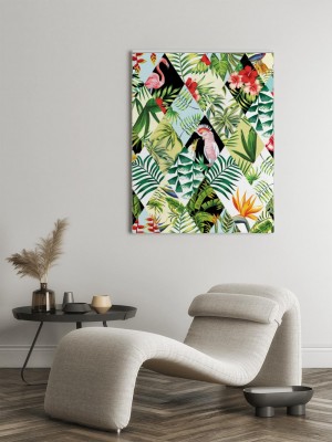 Obraz na płótnie z mozaiką rombów z egzotycznymi motywami tropików