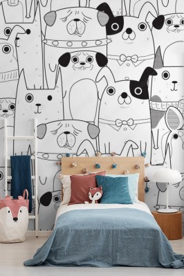 Tapeta dla dzieci z wzorem w psy