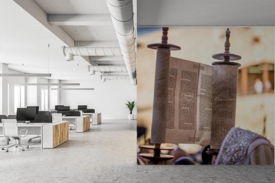 Fototapeta Czytanie zwoju Tory na zachodniej ścianie na święto Sukkot