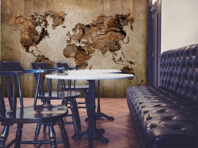 Fototapeta Mapa świata stworzona ze struktury drewna