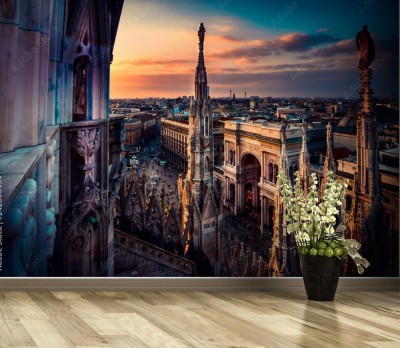 Fototapeta Piękny widok na katedrę Duomo w Mediolanie