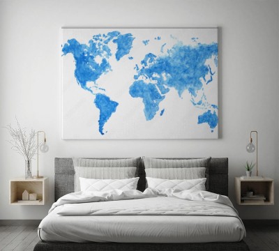 Obraz na płótnie Niebieska akwarela układająca się w kontynenty