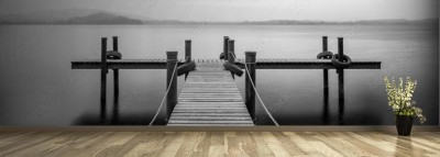 Fototapeta Drewniane molo w ujęciu bez barw