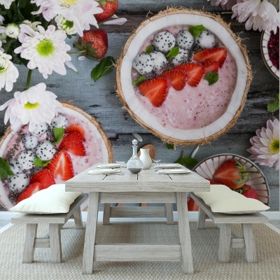 Fototapeta Sorbet truskawkowy z lodami