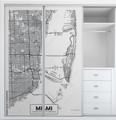 Naklejka na szafę Mapa miasta Miami