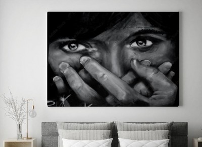 Obrazy do salonu Super Graffiti - Narysowana twarz na teksturowanej ścianie