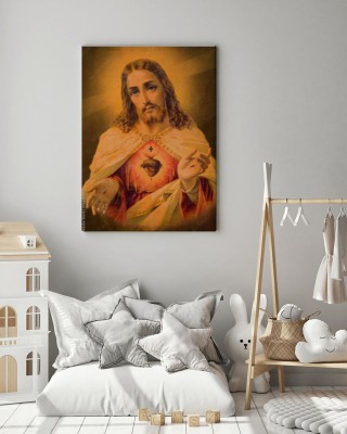 Obraz na płótnie Typowy katolicki obraz serca Jezusa Chrystusa
