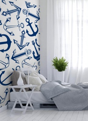 Fototapeta retro z morskim niebieskim motywem kotwicy