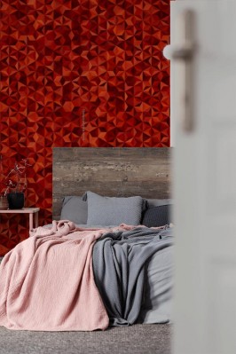 Fototapeta w różnych odcieniach czerwieni z geometrycznym wzorem