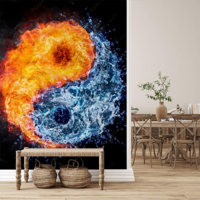 Fototapeta ogień i woda - koncepcja yin yang