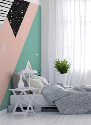 Fototapeta w kwadraty z abstrakcyjnym wzorem drzew i gór