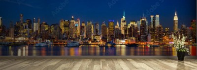 Fototapeta Panorama Manhattanu w nocy