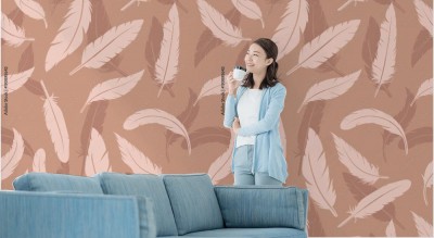 Tapeta ptasie pióra  w brązach