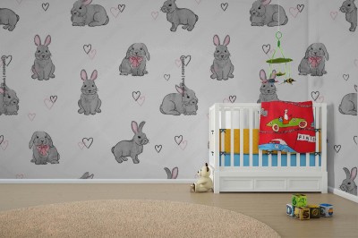 Fototapeta z wielkanocnym słodkim królikiem