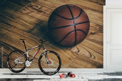 Fototapeta Piłka do kosza na parkiecie