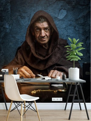 Fototapeta Skryba - Średniowieczny mnich