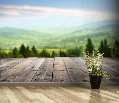 Fototapeta z tarasem w letniej aurze