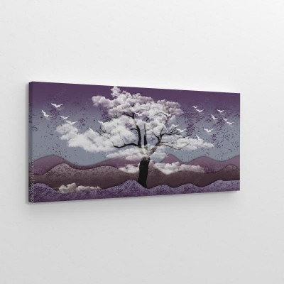 Obraz na płótnie na ścianę - Fiolet i drzewo