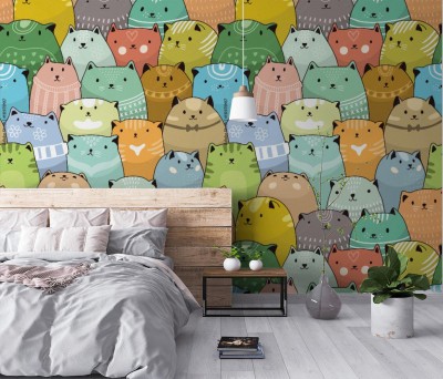 Tapeta z kolorowymi kocimi głowami